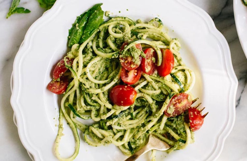 Zucchini Noodles with Basil Pumpkin Seed Pesto